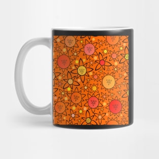 Flower Suns Warm on Dark Orange Repeat 5748 Mug